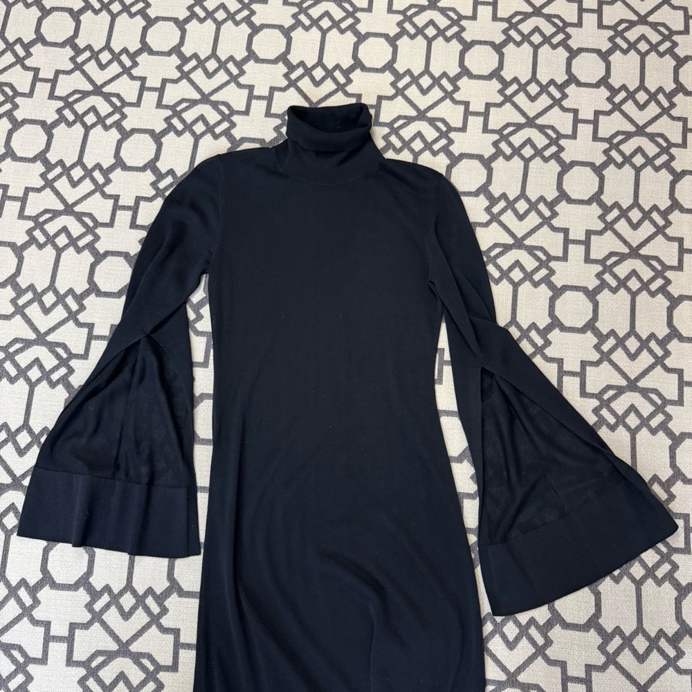 Toteme Cashmere Blend Slit Sleeve Turtleneck Knitted Maxi Dress Black Sz S - Picture 6 of 17